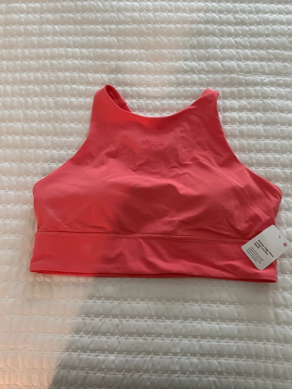 Lululemon Women's High-Neck Sports Bra Crop Top - Coral Pink size 12 nwt